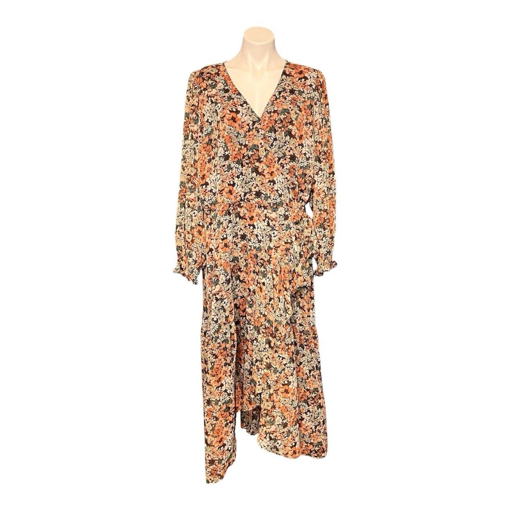 Lauren Conrad Ruffle Midi Faux-Wrap Floral Dress Size 2X
